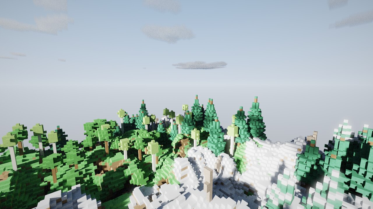 Clouds floating above forest and snow